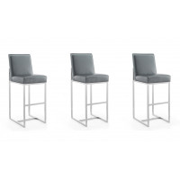 Manhattan Comfort 3-BS010-GP Element 42.13 in. Graphite and Polished Chrome Stainless Steel Bar Stool (Set of 3)